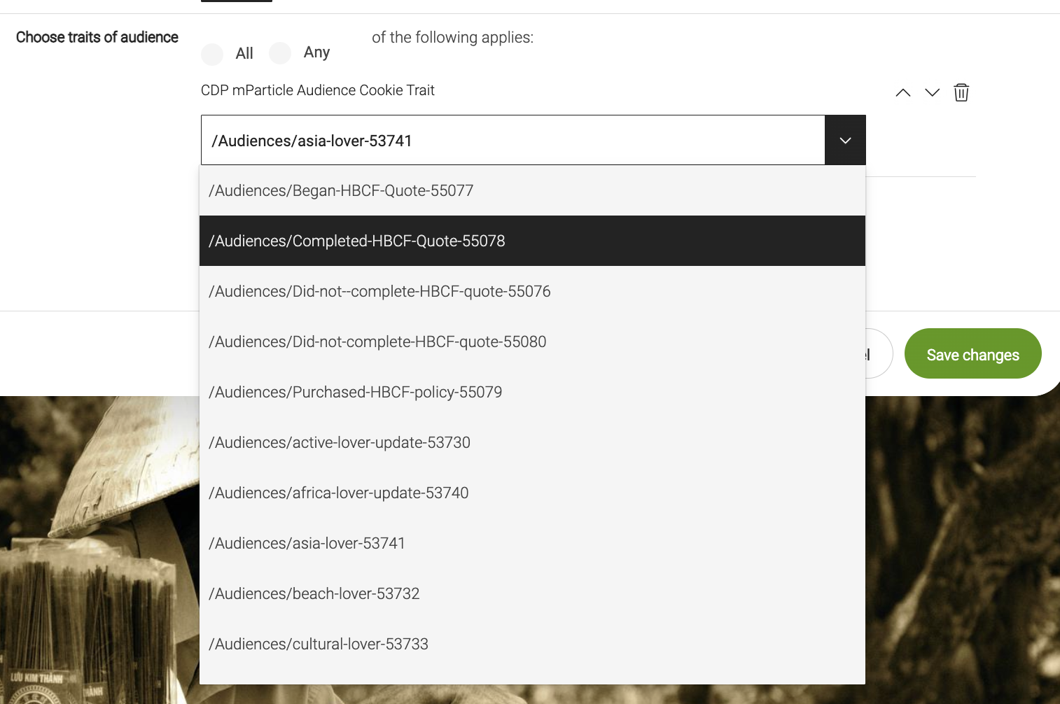 mparticle audiences trailt items