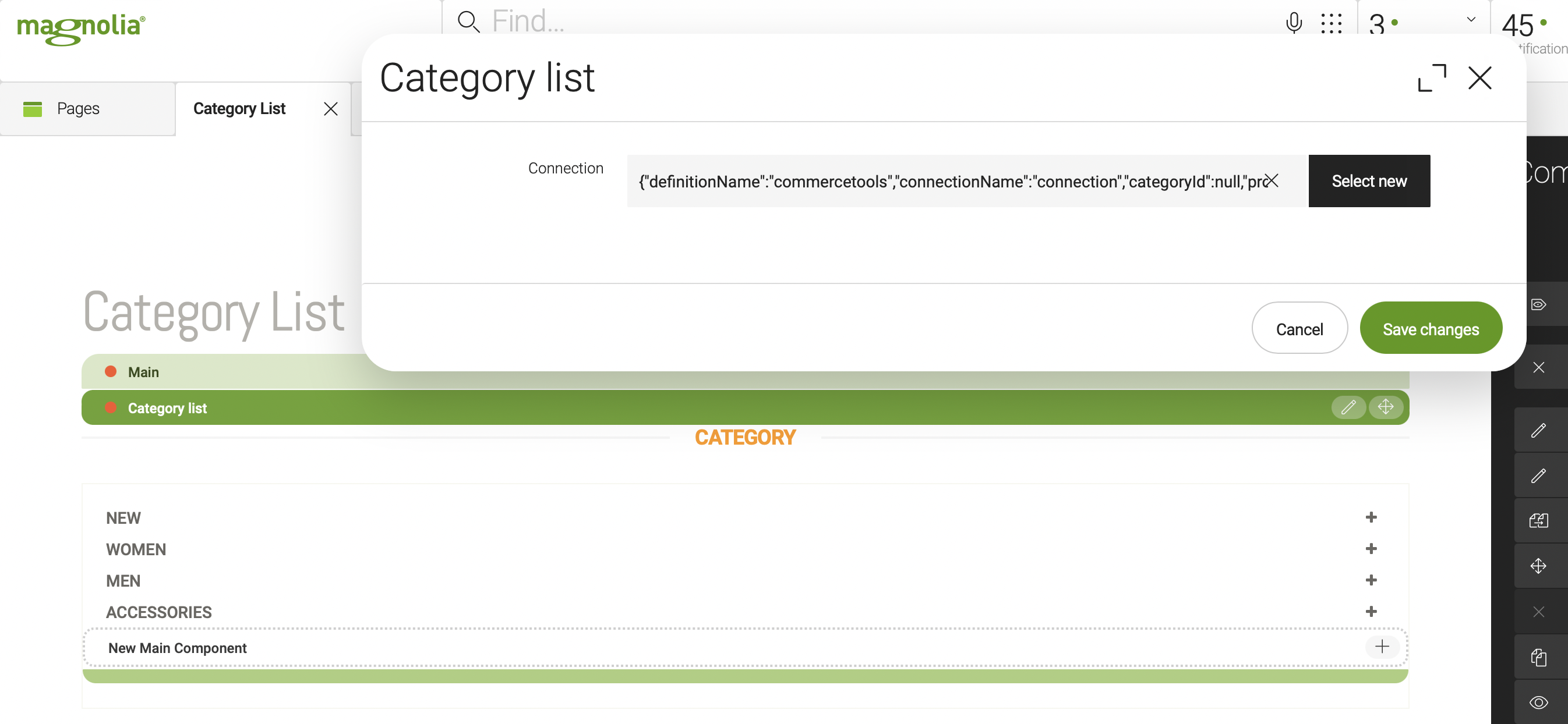 E-commerce category list edited