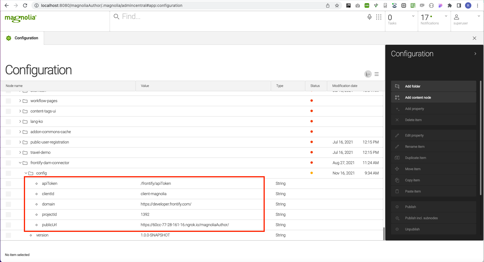 frontify configuration