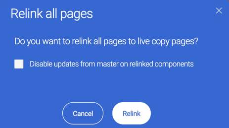 Relink all pages to live copy pages