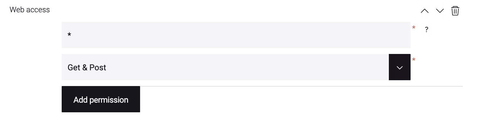 Web Access permission configuration