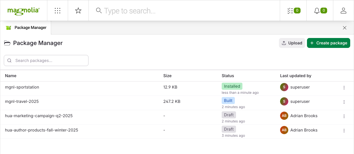 Package Manager app