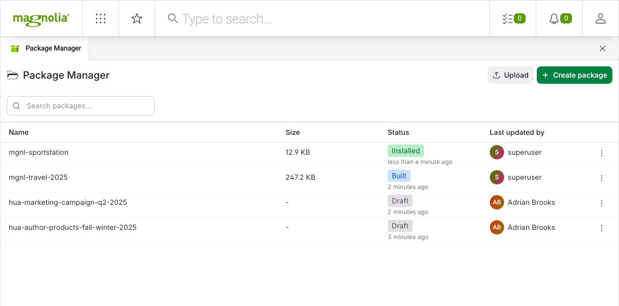 Package Manager - Browse view