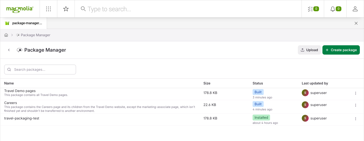 Package Manager app
