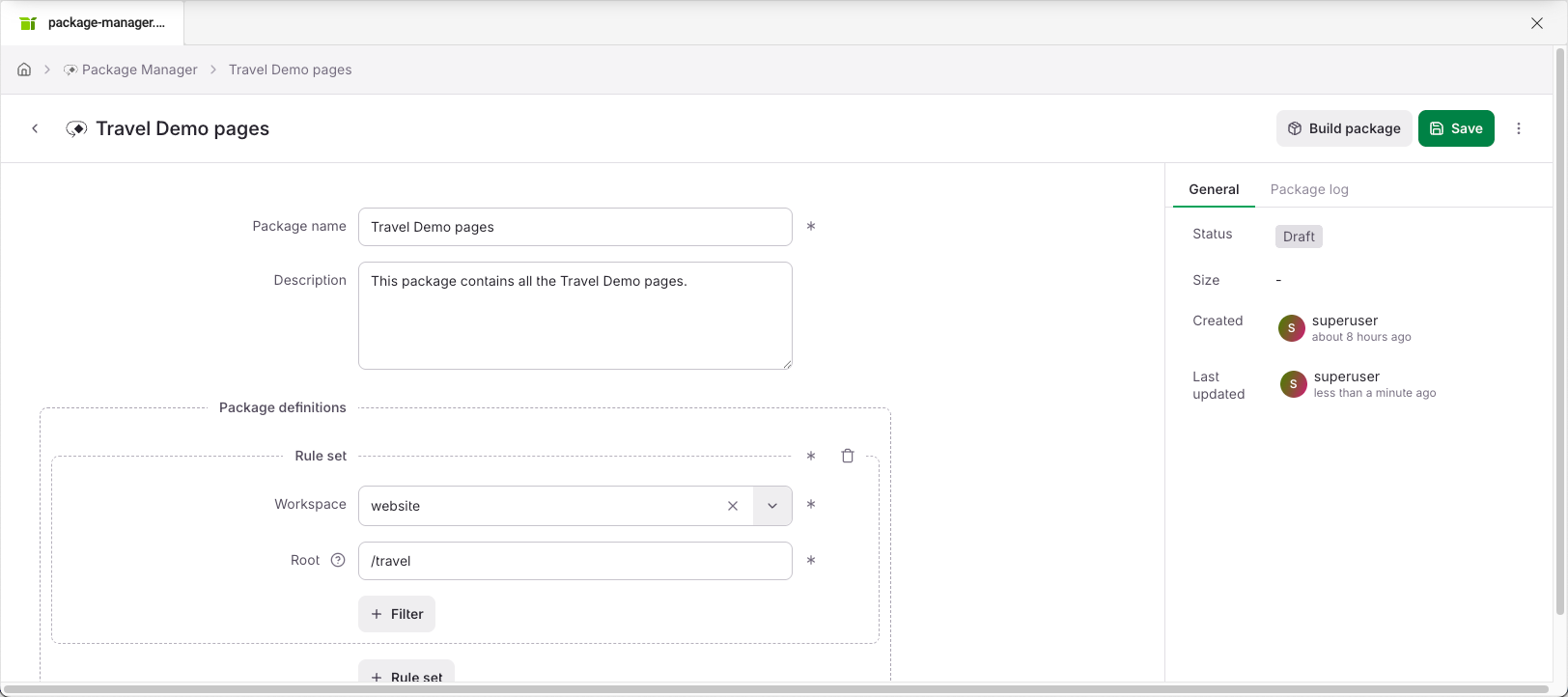 Package Manager - Build Package