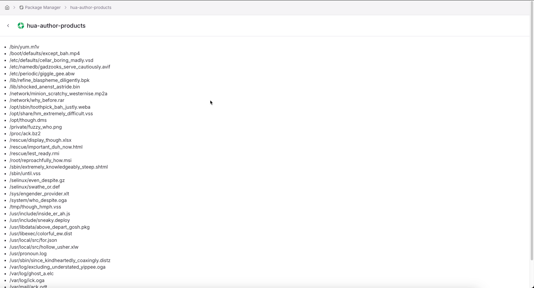 Package Manager - Package contents