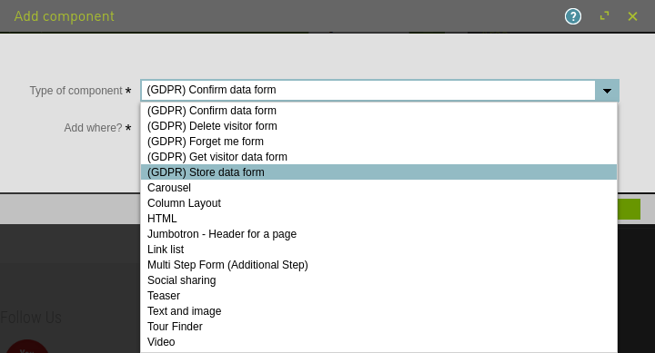 Adding (GDPR) Store data form component