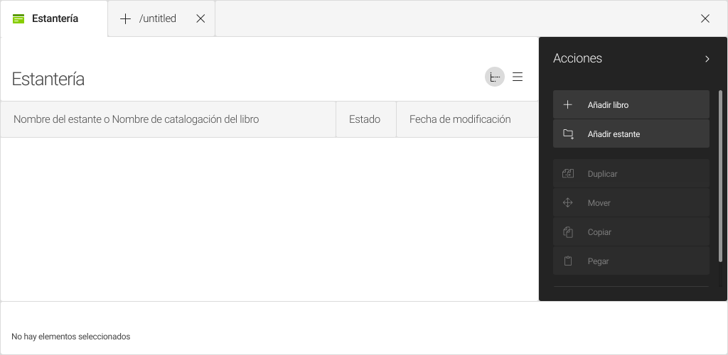 Bookshelf browser in Spanish