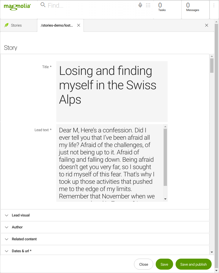 Adding a story to the Stories app