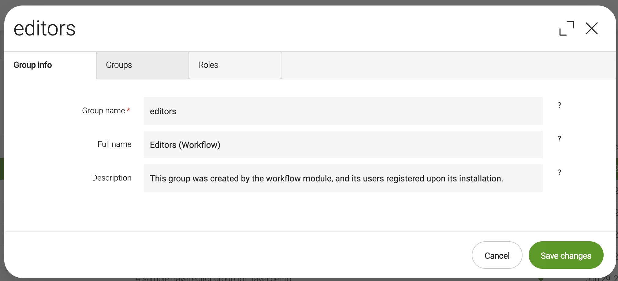 Group infor properties field