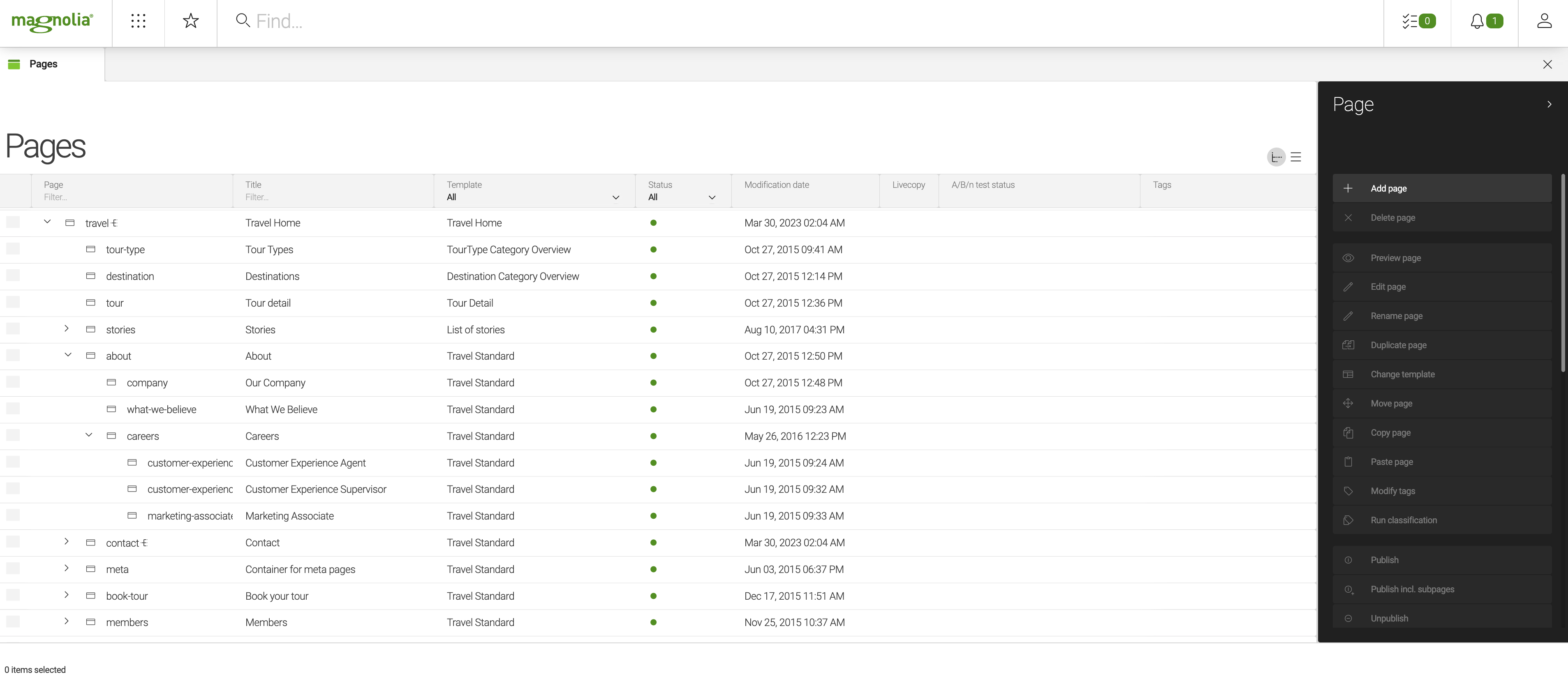 Pages app structure