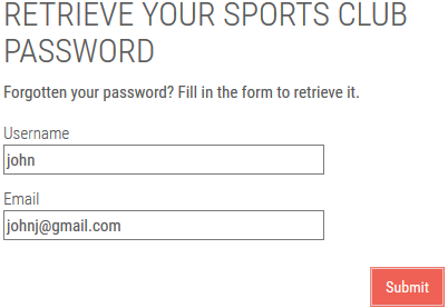 Retrieve password form public page