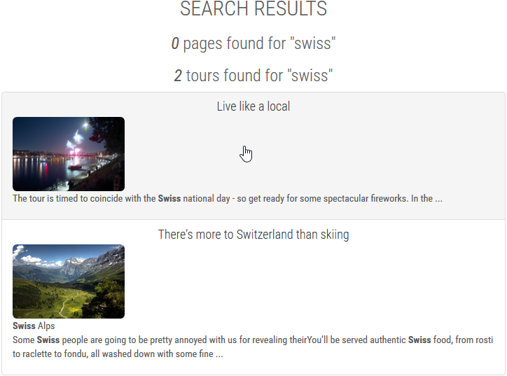 Search results in Tours