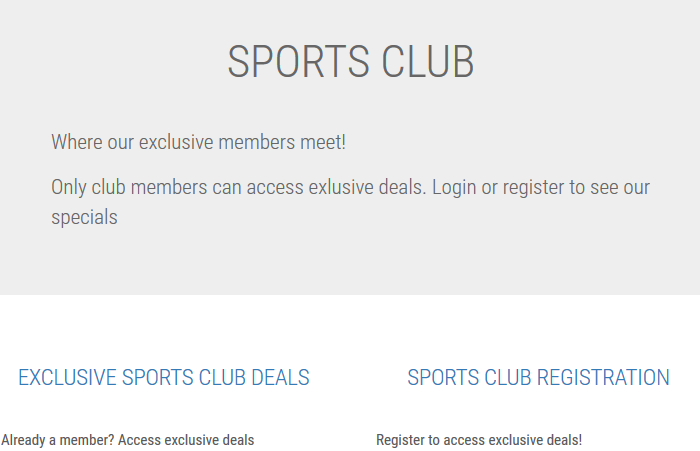 Sports club page