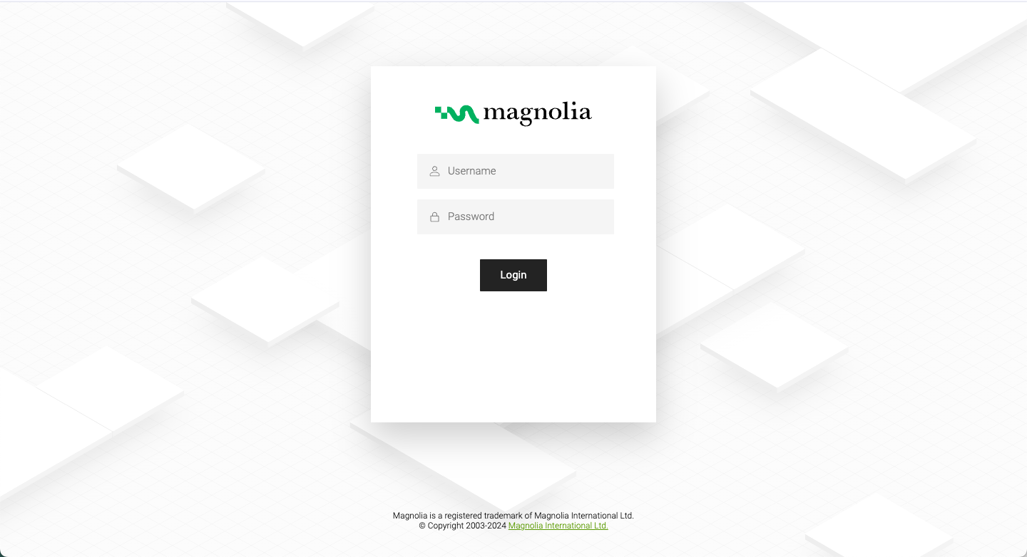 The Magnolia login screen