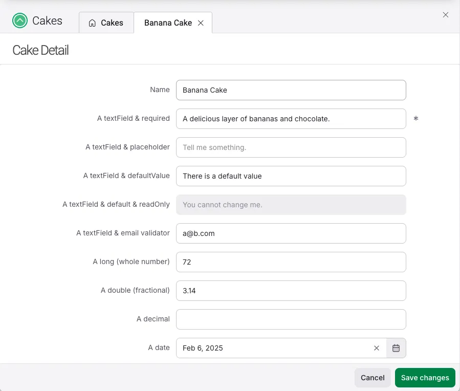 New UI form