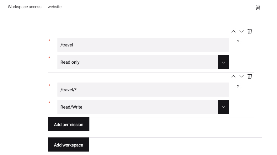 Only subnodes in the Security app