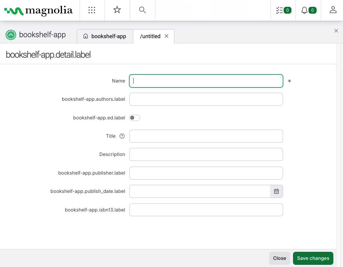 Bookshelf detail subapp