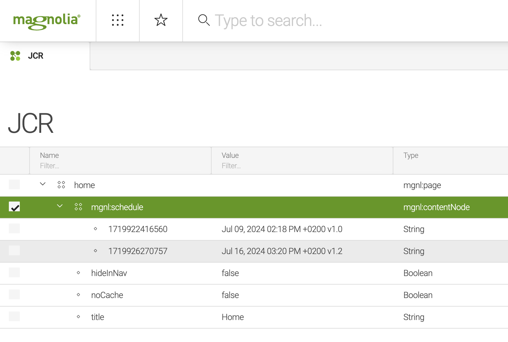 jcr metadata