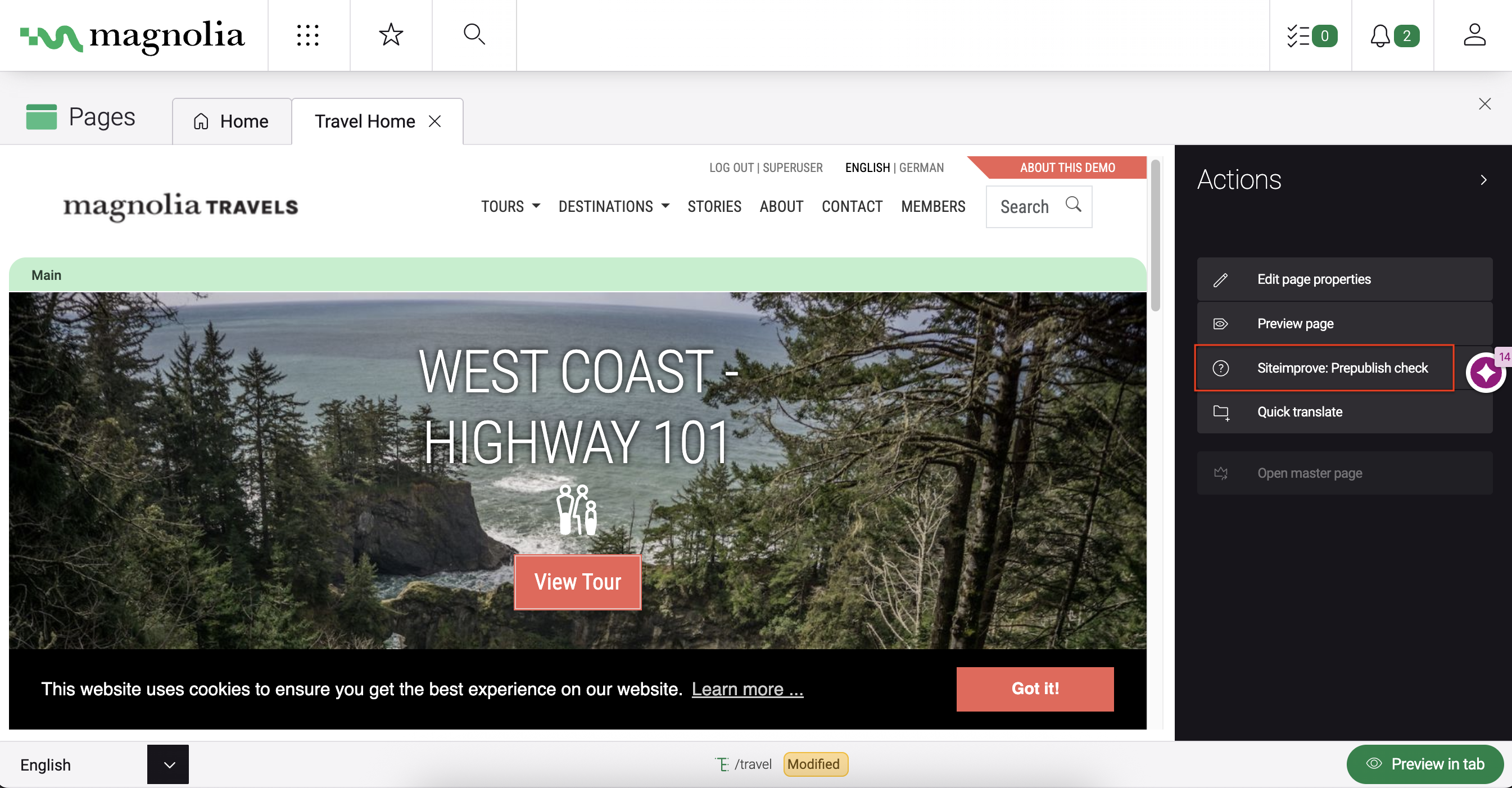 Siteimprove: Prepublish check action
